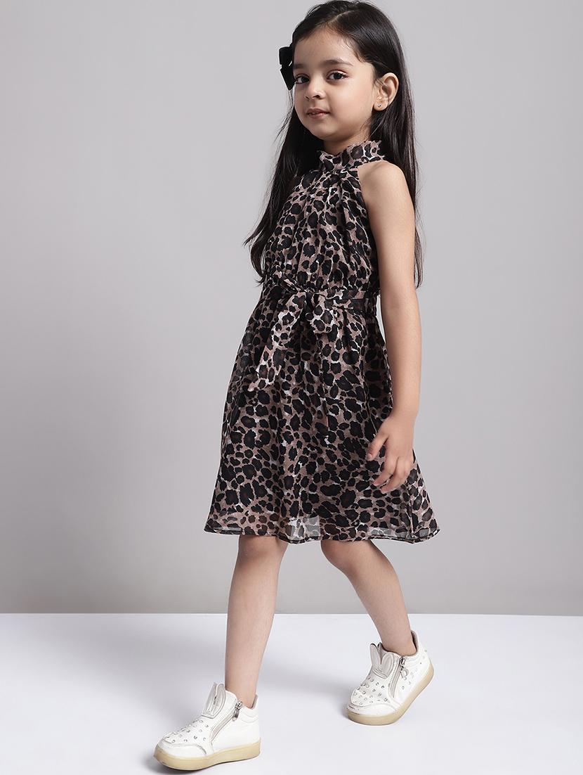 girls animal printed halter neck a-line dress - 21731760 - Standard Image - 2