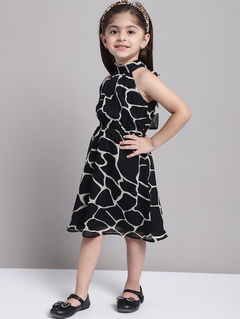 girls printed halter neck a-line dress - 21731762 - Standard Image - 2