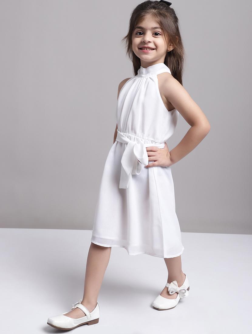 girls white halter neck a-line dress - 21731767 - Standard Image - 2