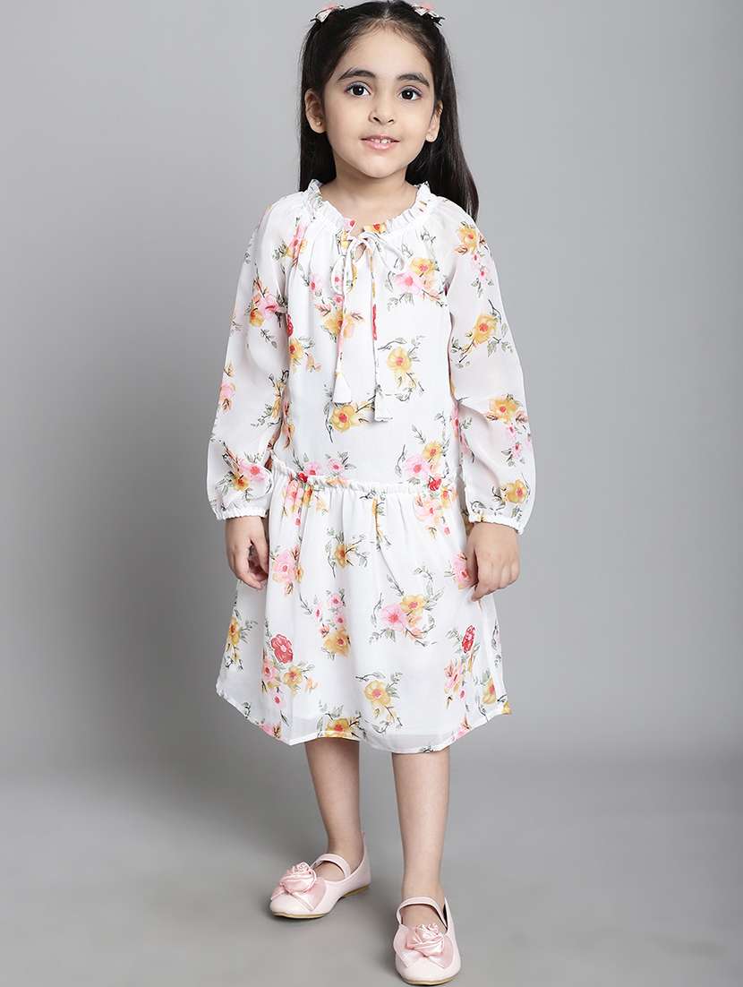 girls floral long sleeve regular fit dress