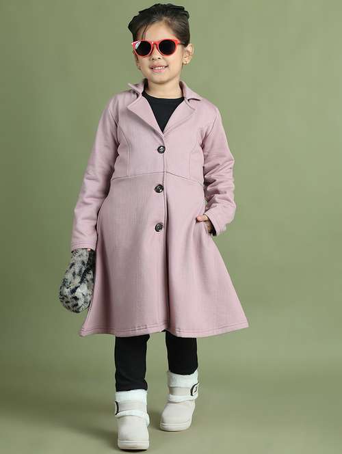 girls solid long sleeve trench coat - 21731876 -  Standard Image - 0