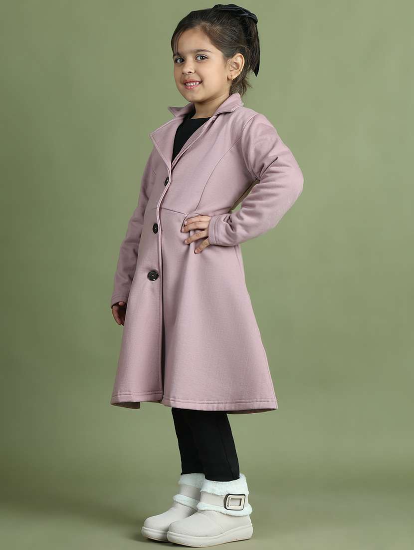 girls solid long sleeve trench coat - 21731876 - Standard Image - 2