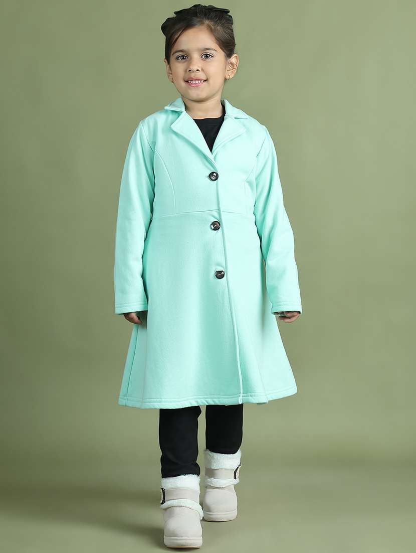 girls solid long sleeve trench coat