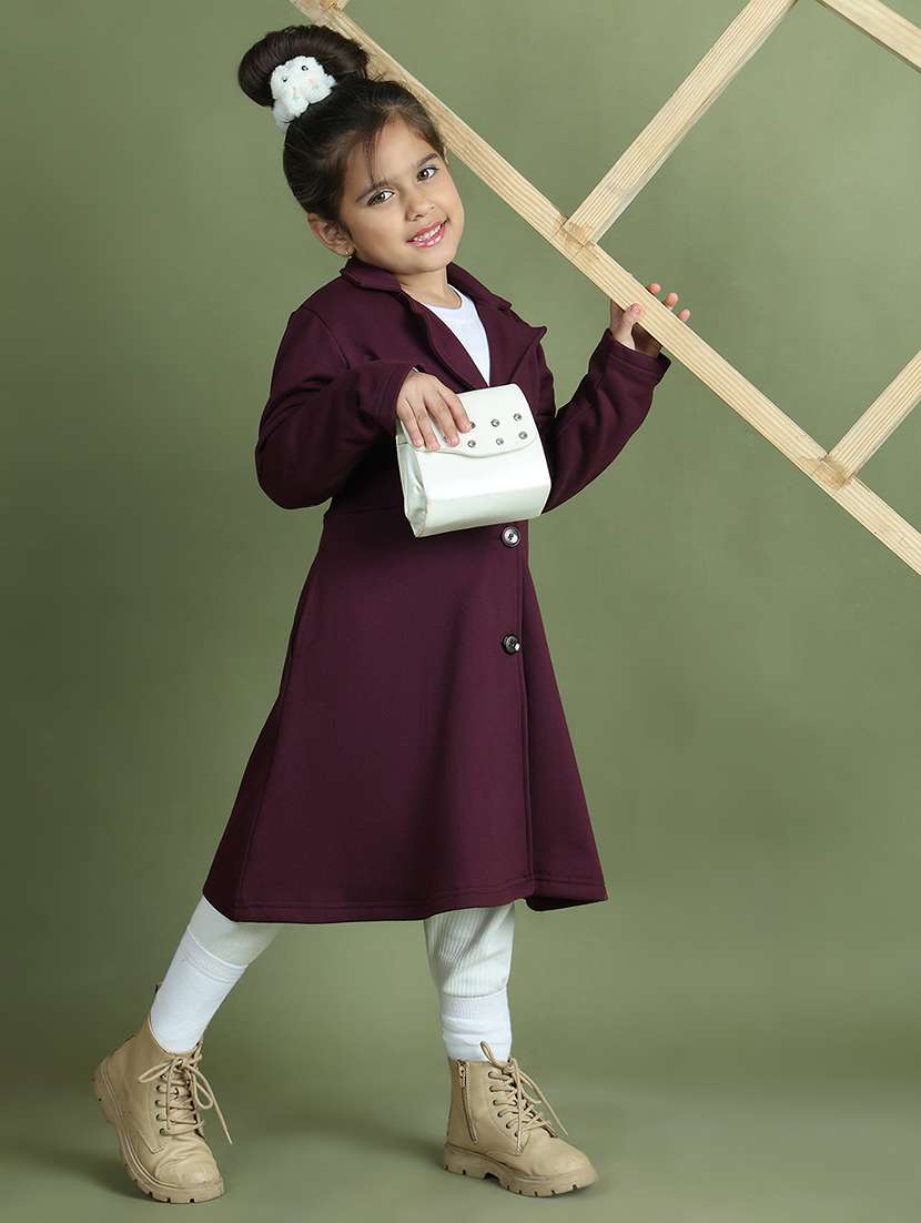 girls solid long sleeve trench coat - 21731882 -  Standard Image - 2