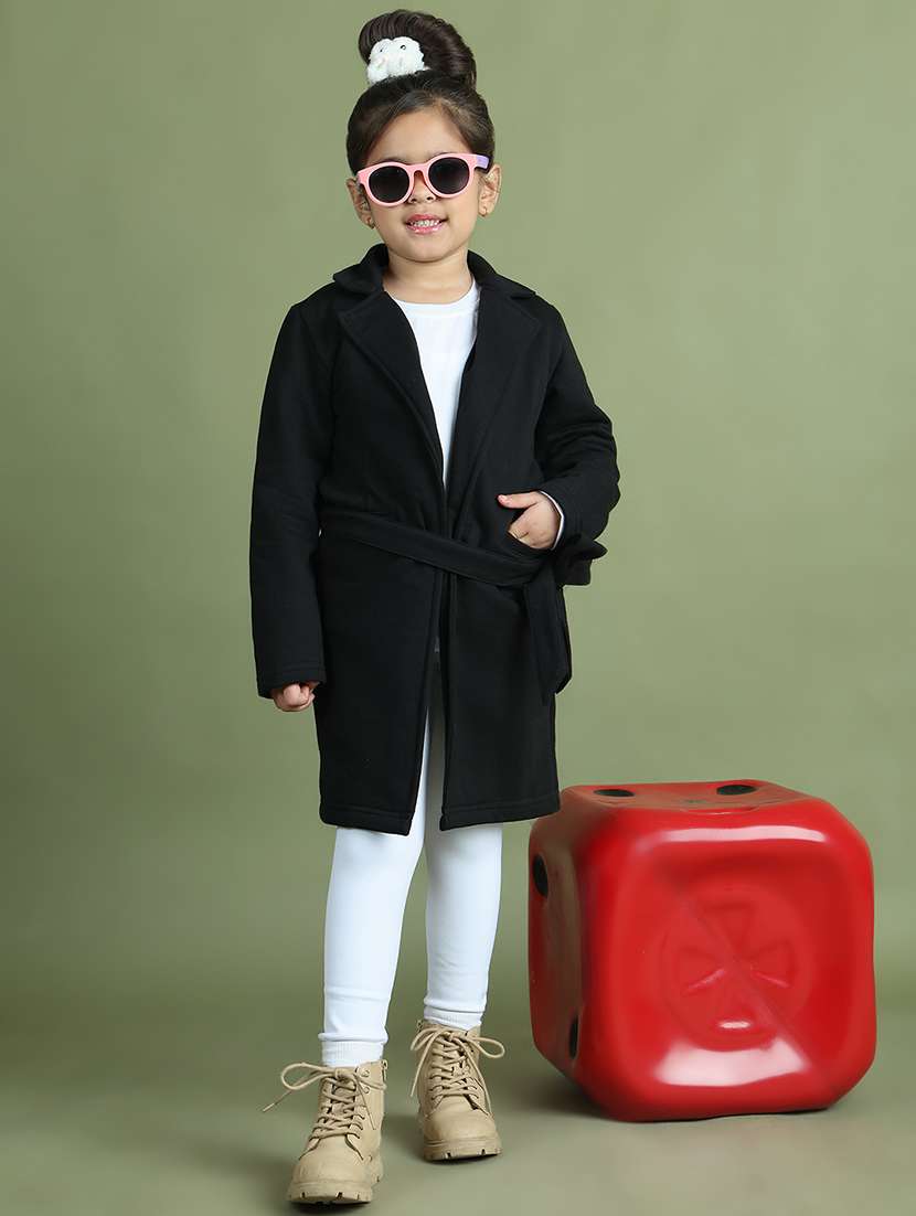 girls solid long sleeve trench coat - 21731884 -  Standard Image - 2