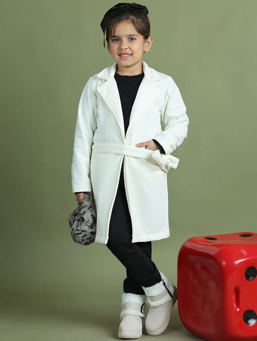 girls solid long sleeve trench coat - 21731885 -  Standard Image - 2