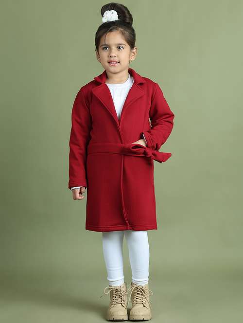girls solid long sleeve trench coat - 21731888 -  Standard Image - 0