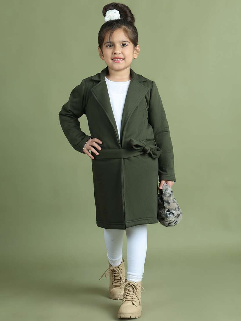 girls solid long sleeve trench coat - 21731889 -  Standard Image - 2