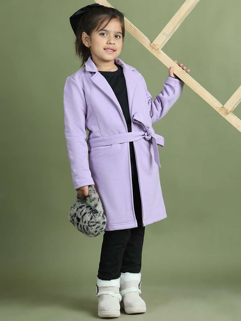 girls solid long sleeve trench coat - 21731890 -  Standard Image - 2