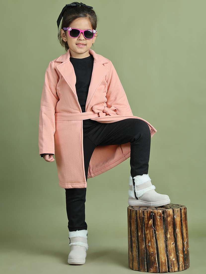 girls solid long sleeve trench coat - 21731891 - Standard Image - 2