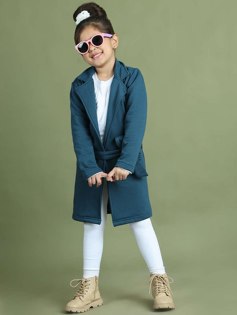 girls solid long sleeve trench coat - 21731892 - Standard Image - 2