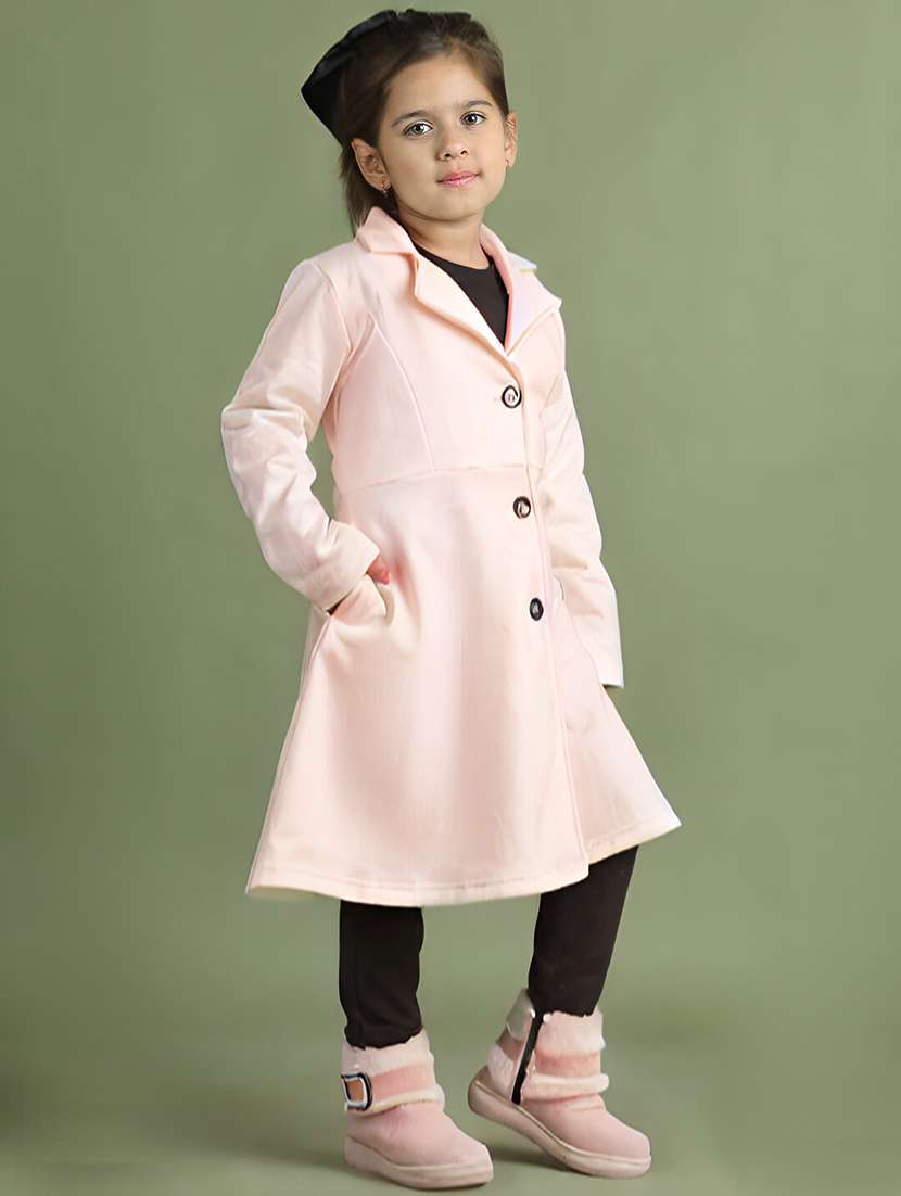 girls solid long sleeve trench coat - 21731904 - Standard Image - 2
