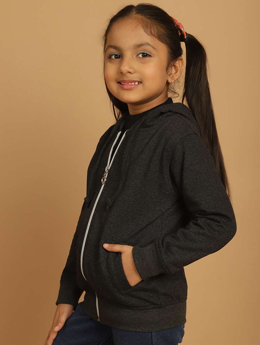 girls solid long sleeve hooded sweatshirt - 21731951 -  Standard Image - 2