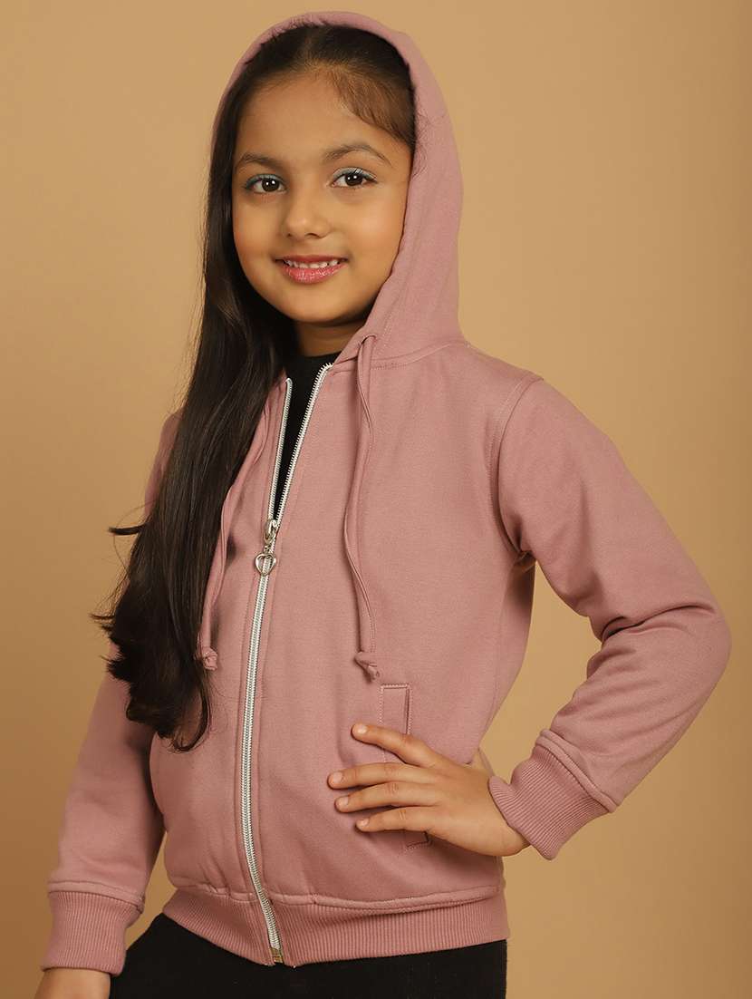 girls solid long sleeve hooded sweatshirt - 21731952 -  Standard Image - 2