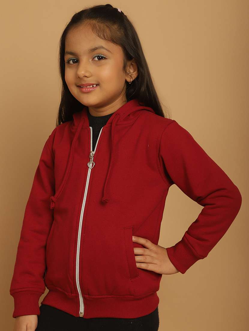 girls solid long sleeve hooded sweatshirt - 21731953 - Standard Image - 2