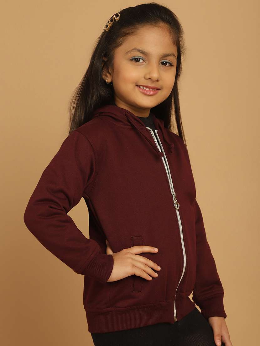 girls solid long sleeve hooded sweatshirt - 21731954 - Standard Image - 2