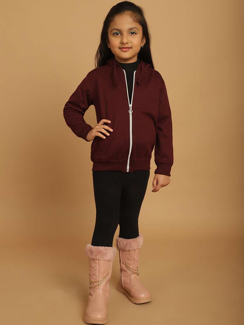 girls solid long sleeve hooded sweatshirt - 21731954 - Standard Image - 7