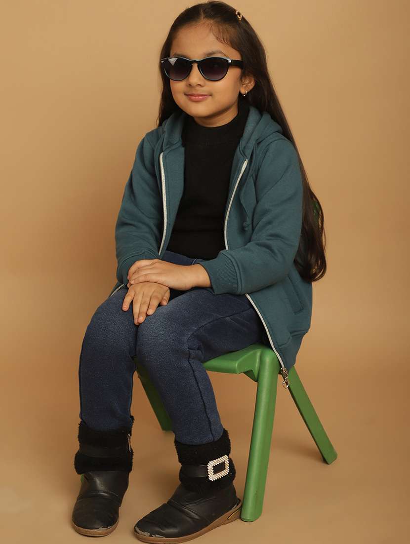 girls solid long sleeve hooded sweatshirt - 21731955 -  Standard Image - 2