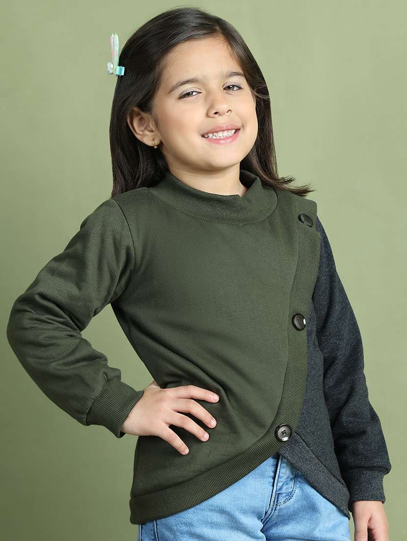 girls color block long sleeve sweatshirt - 21731982 - Standard Image - 2
