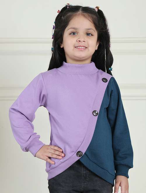 girls color block long sleeve sweatshirt