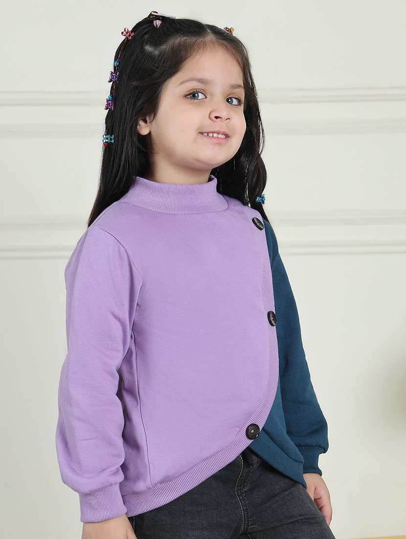 girls color block long sleeve sweatshirt - 21731999 - Standard Image - 2