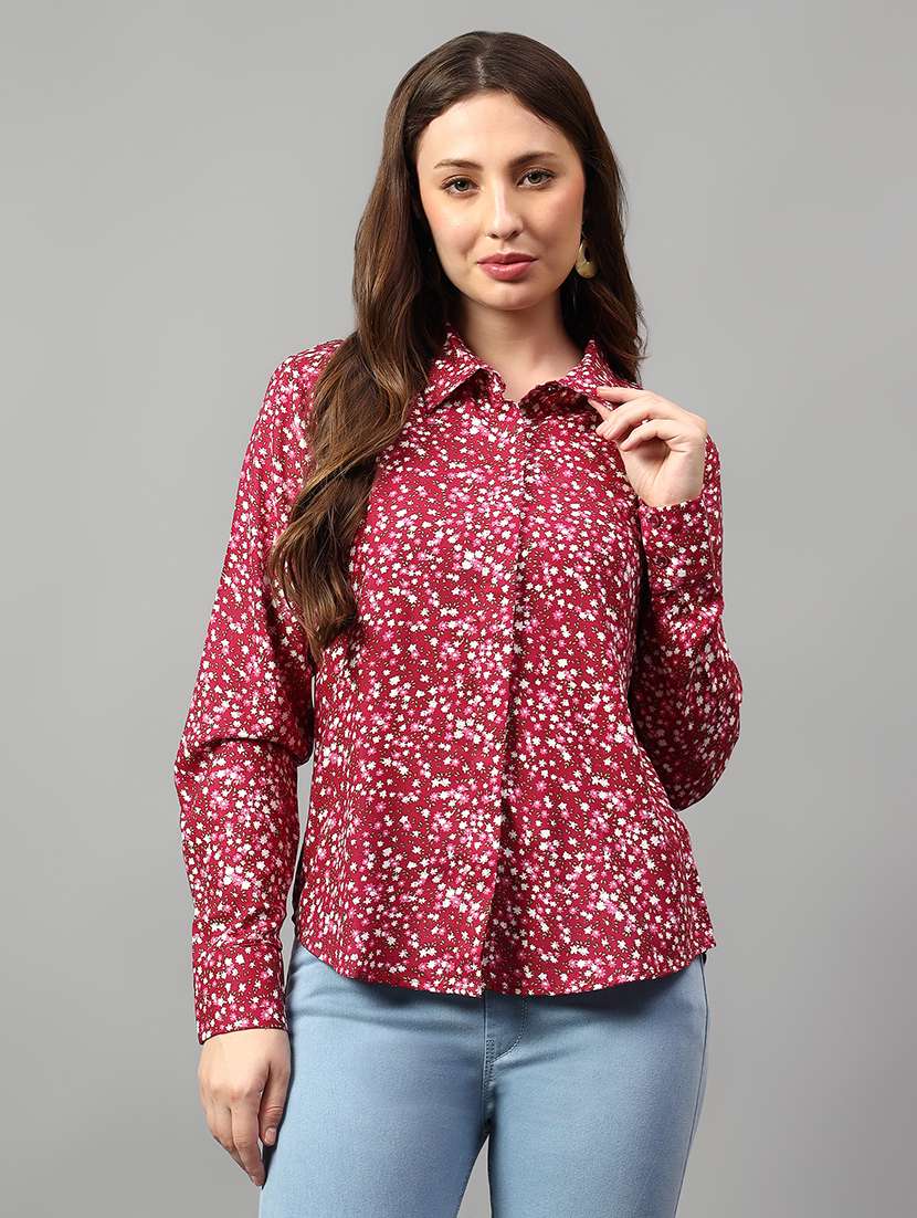 women printed long sleeve shirt
