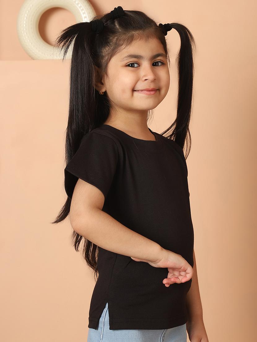girls solid round neck tee - 21732005 - Standard Image - 2