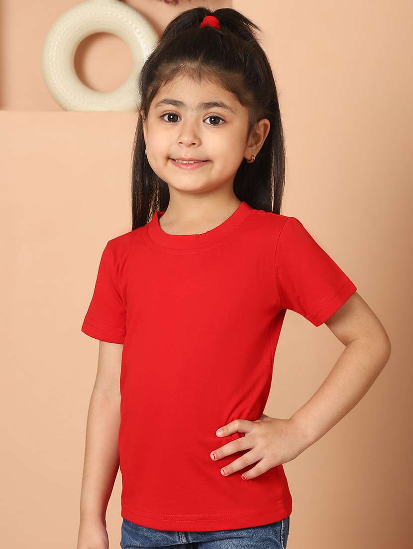 girls solid round neck tee - 21732007 -  Standard Image - 2