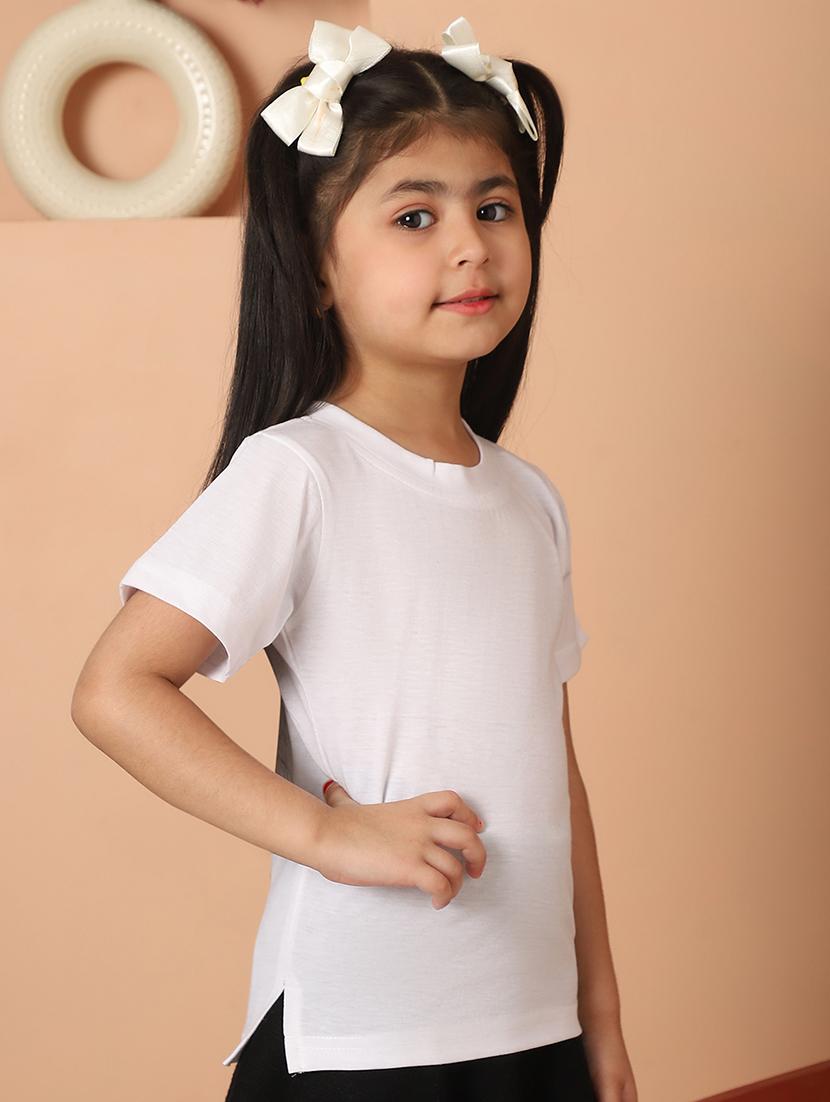 girls solid round neck tee - 21732009 - Standard Image - 2