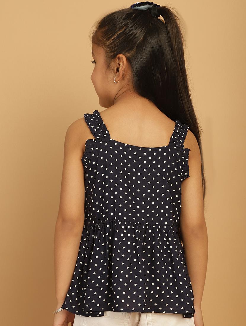 girls navy blue polka dot sleeveless top - 21732039 - Standard Image - 2