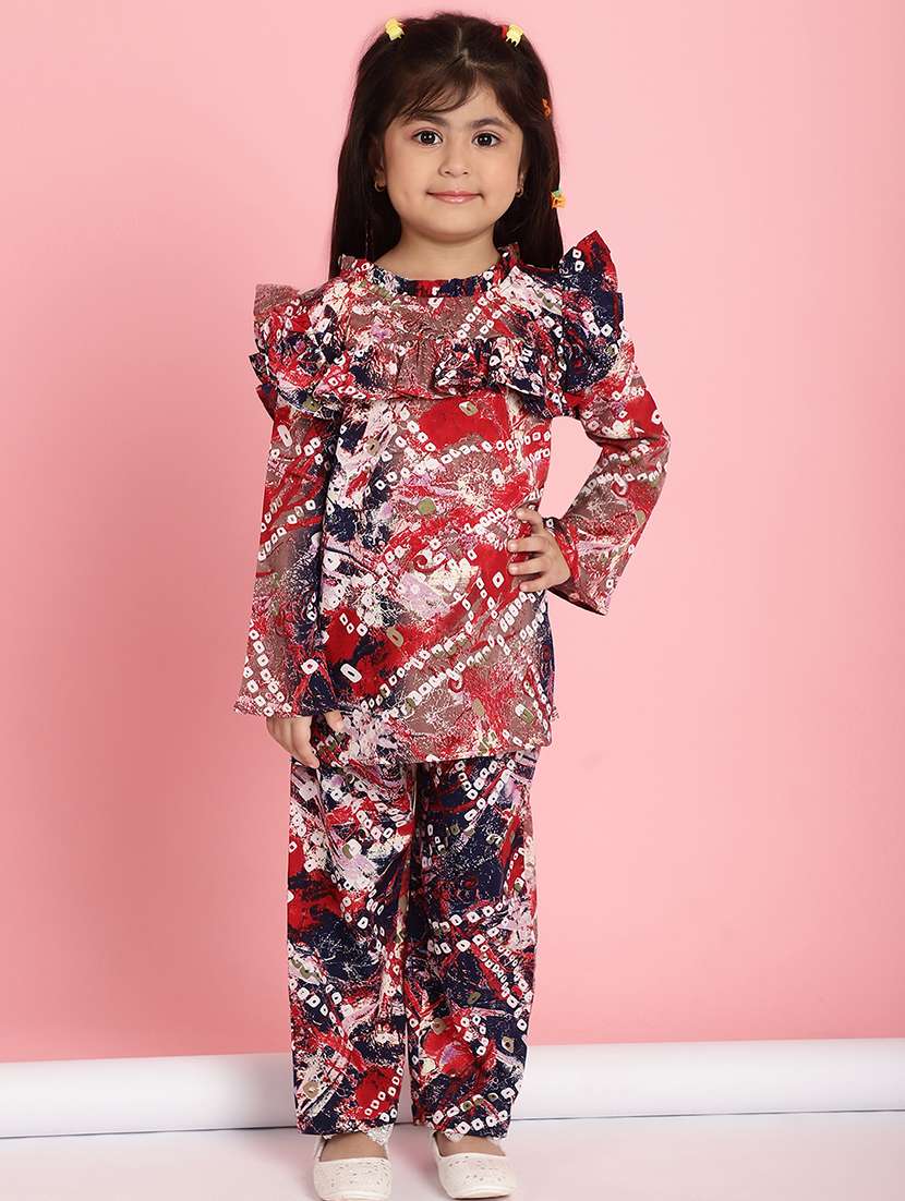 girls maroon printed long sleeve top - 21732047 - Zoom Image - 0