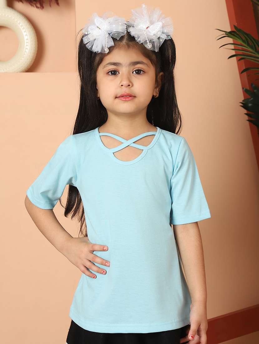 girls solid short sleeve top