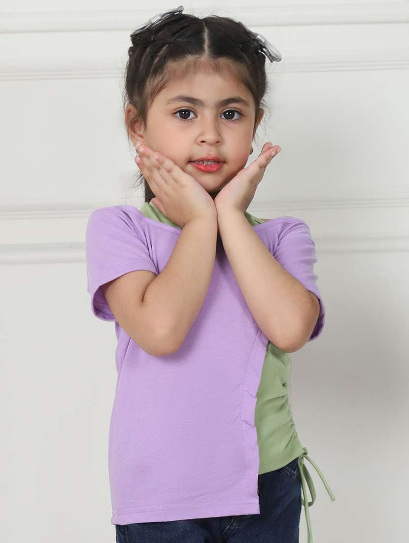 girls color block cut out top