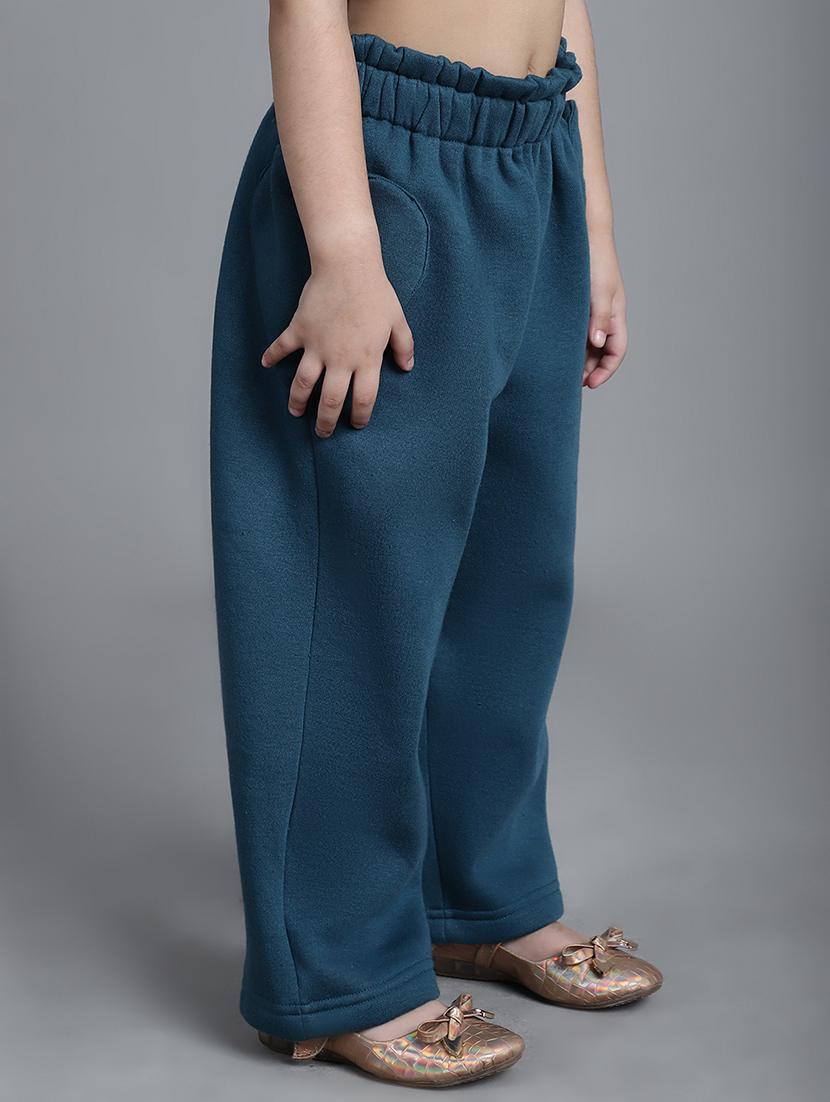 girls solid mid rise casual trouser - 21732078 - Standard Image - 2