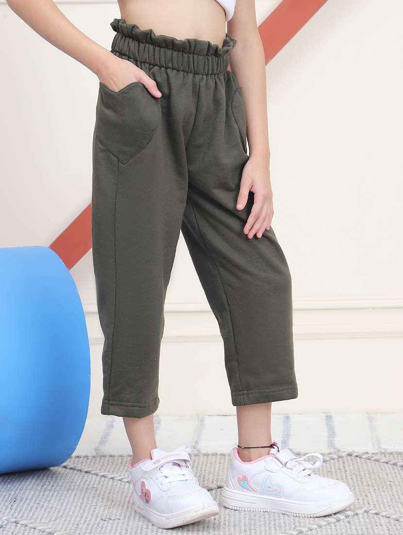 girls solid mid rise casual trouser - 21732086 -  Standard Image - 2
