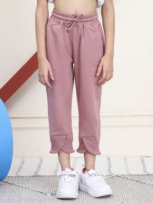 girls solid mid rise casual jogger - 21732097 -  Standard Image - 0
