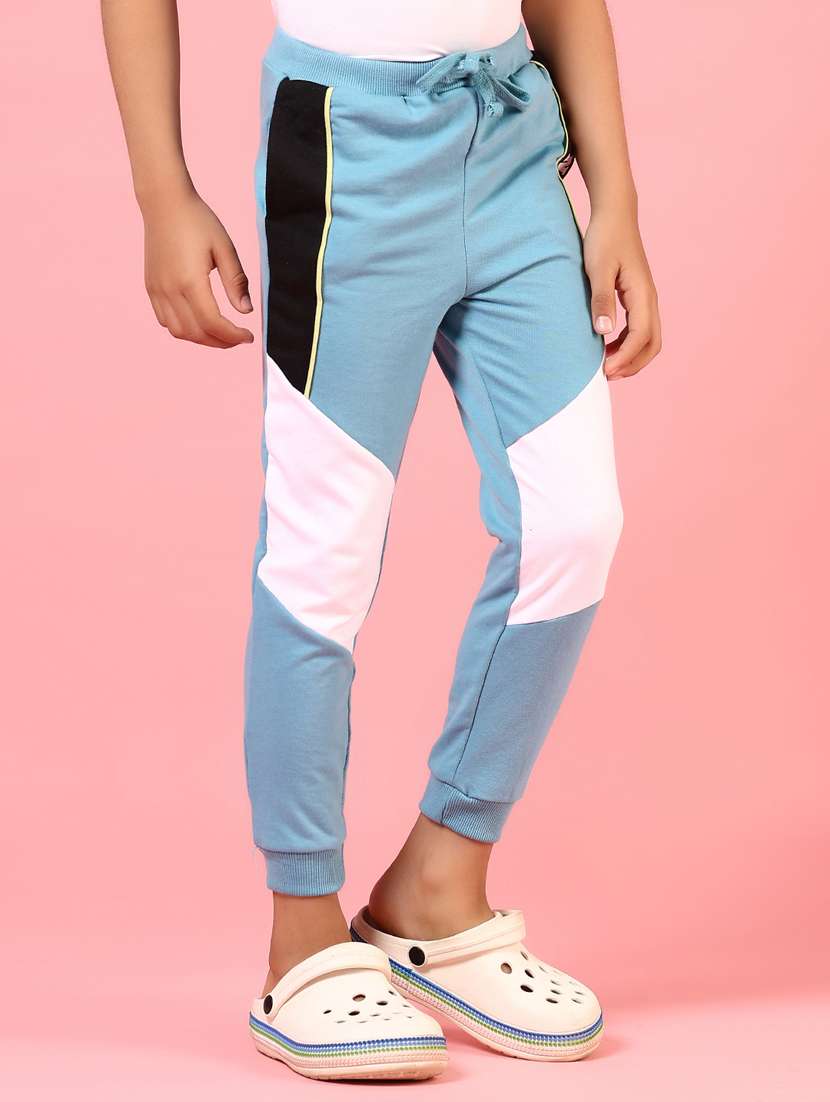 boys light blue color block mid rise jogger - 21732116 -  Standard Image - 2