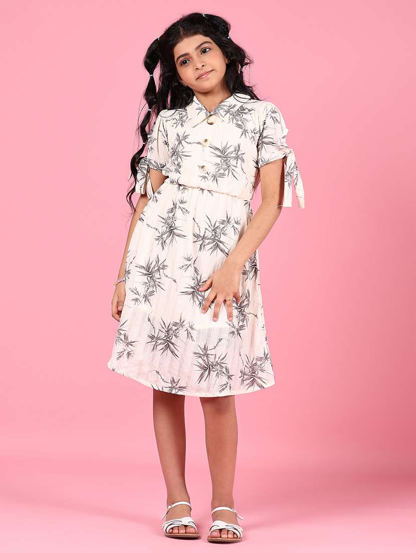 girls printed puff sleeves a-line dress - 21732117 -  Standard Image - 2