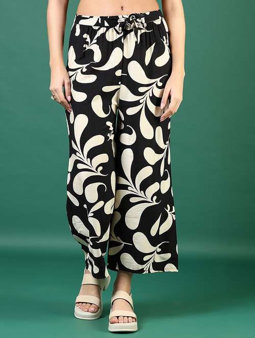 women printed mid rise straight palazzo - 21732141 -  Standard Image - 0