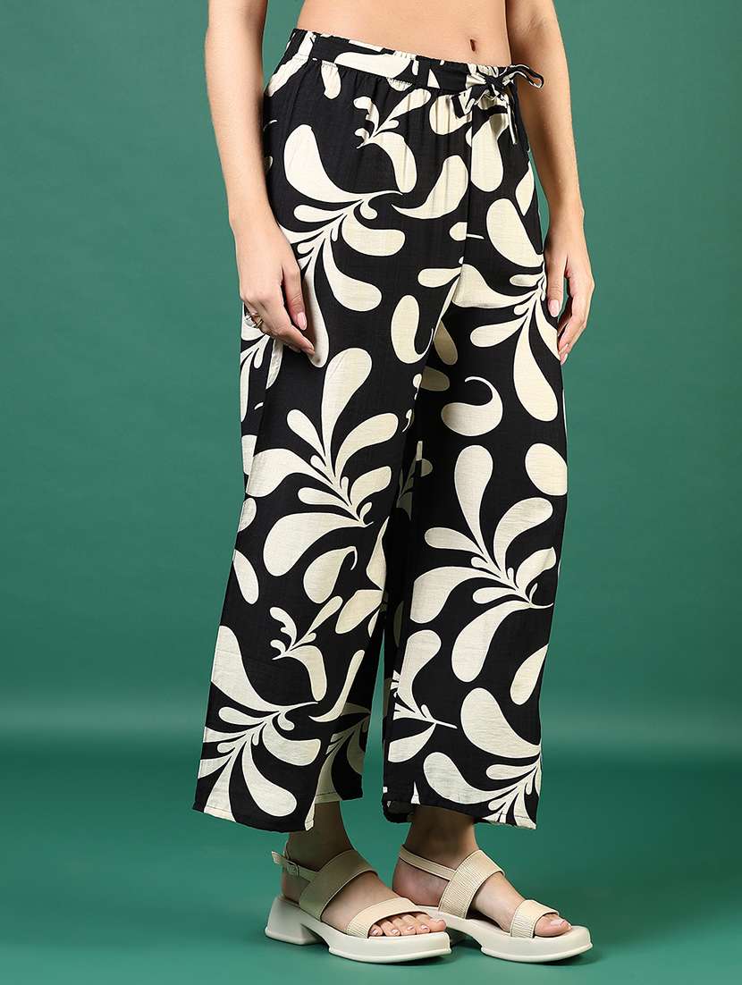 women printed mid rise straight palazzo - 21732141 - Standard Image - 2