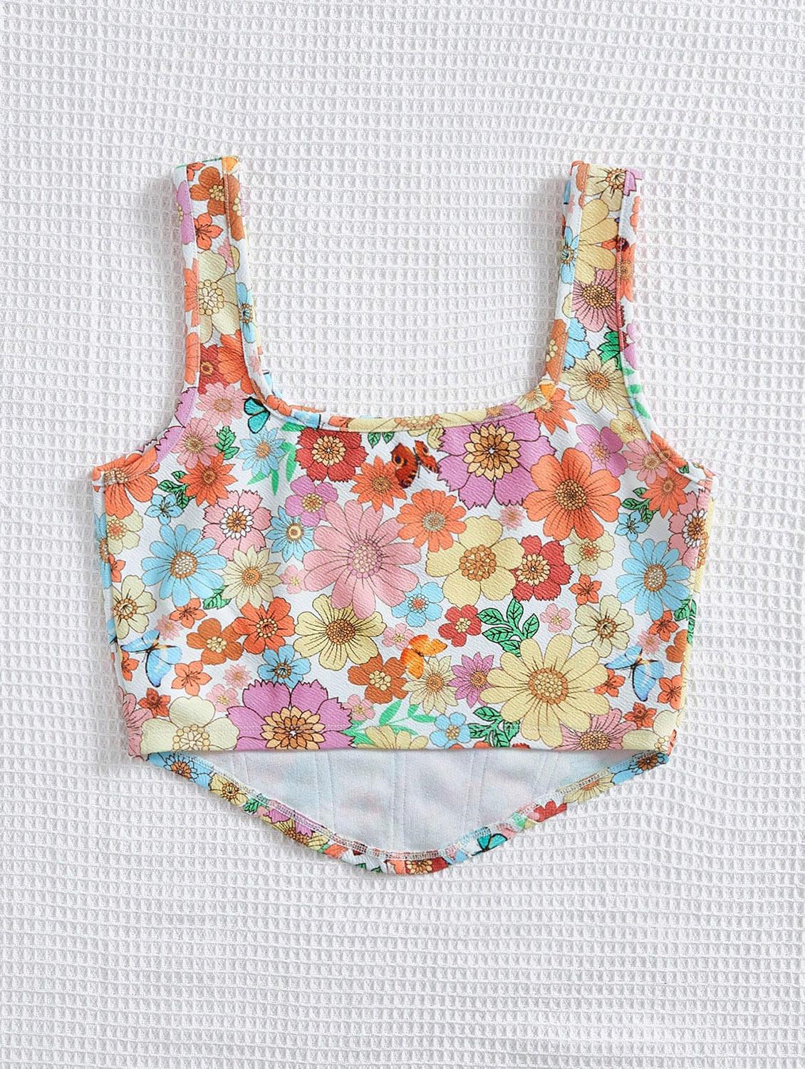 women floral print corset crop top - 21732303 - Standard Image - 2