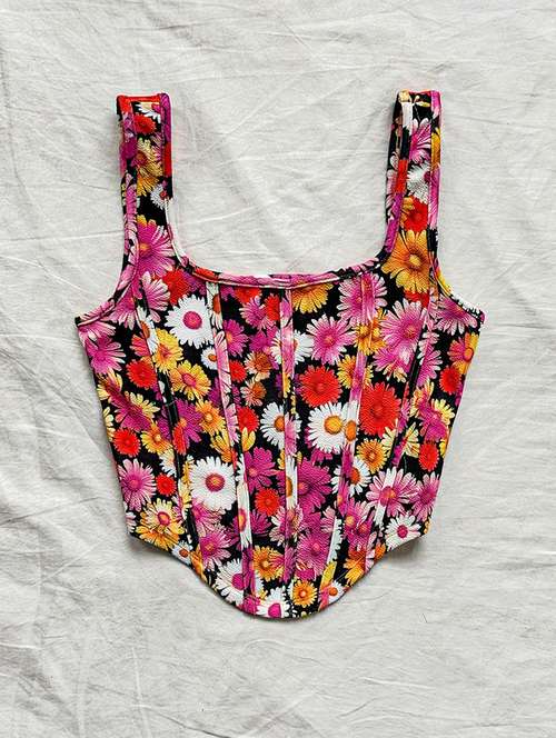 women floral print corset crop top - 21732304 -  Standard Image - 0