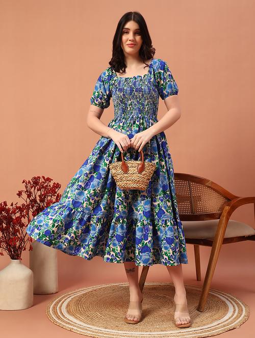 women floral print fit & flare dress - 21732317 - Standard Image - 0