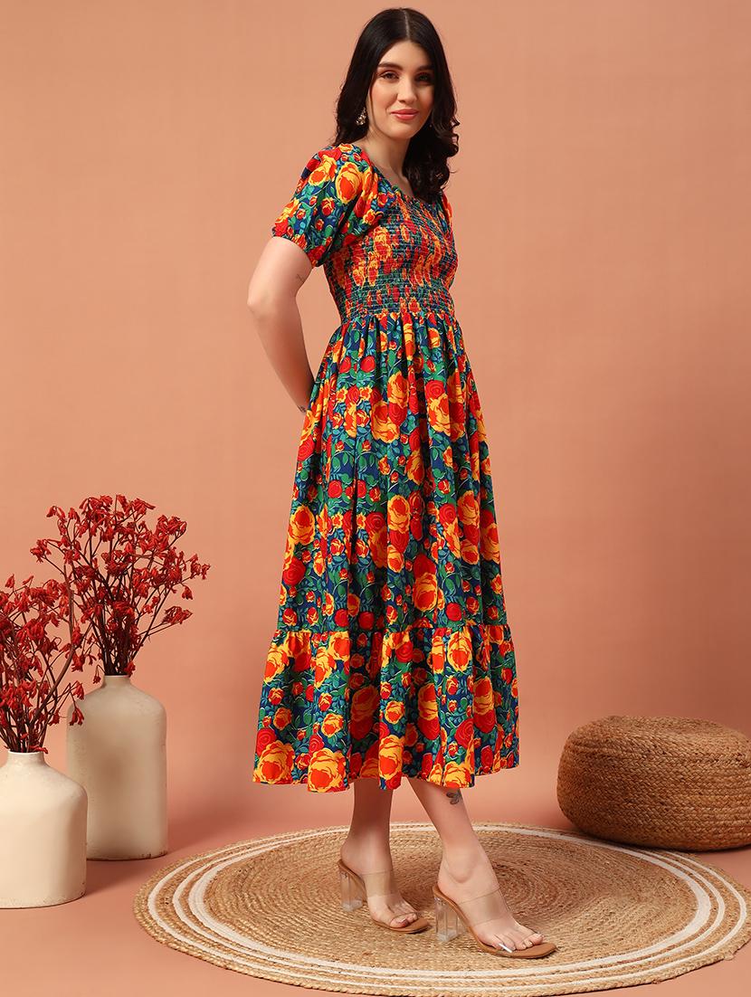 women floral print fit & flare dress - 21732318 - Standard Image - 2
