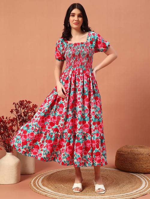 women floral print fit & flare dress - 21732319 -  Standard Image - 0