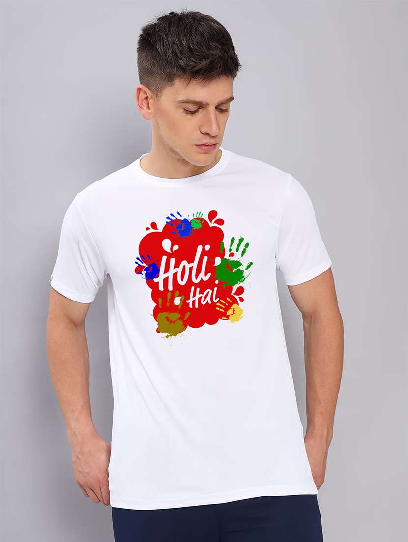 men printed short sleeves holi t-shirt