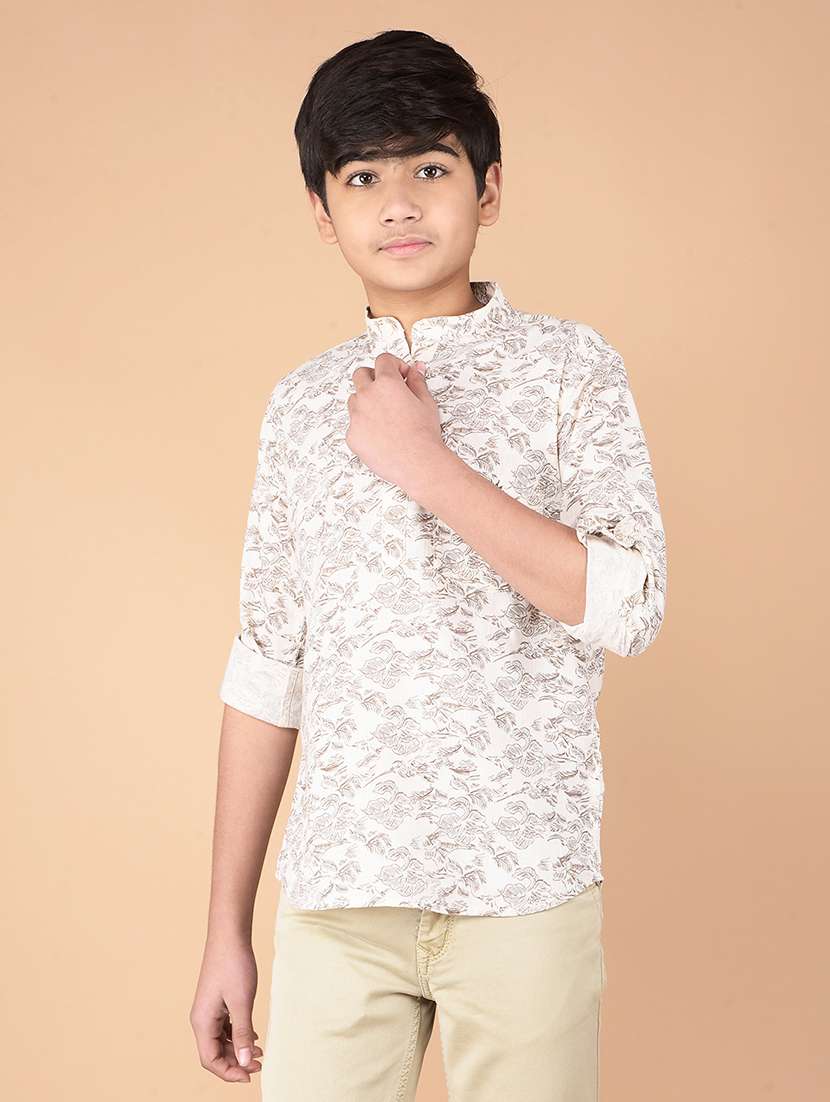 boys printed long sleeve kurta