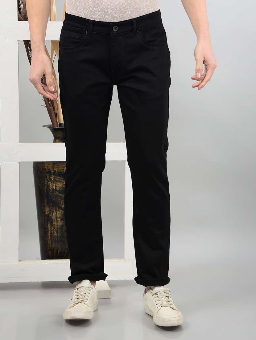 black cotton blend jeans