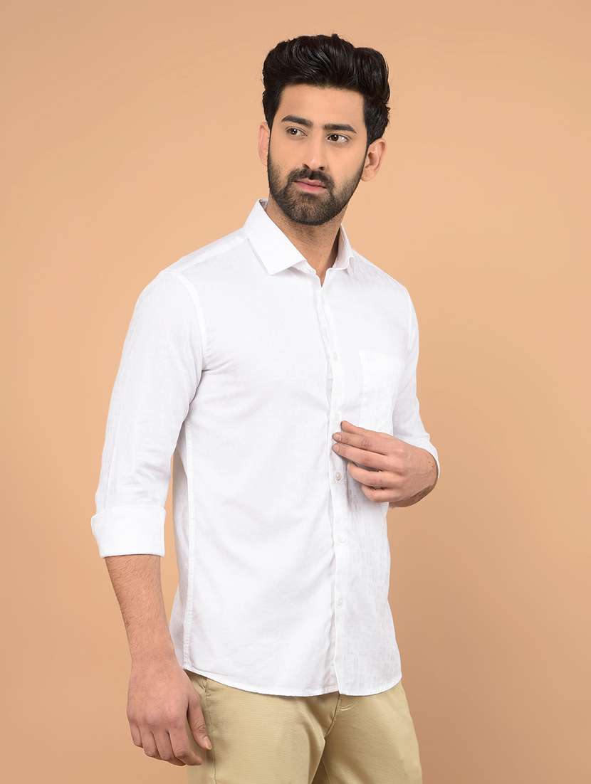 men long sleeves self design casual shirt