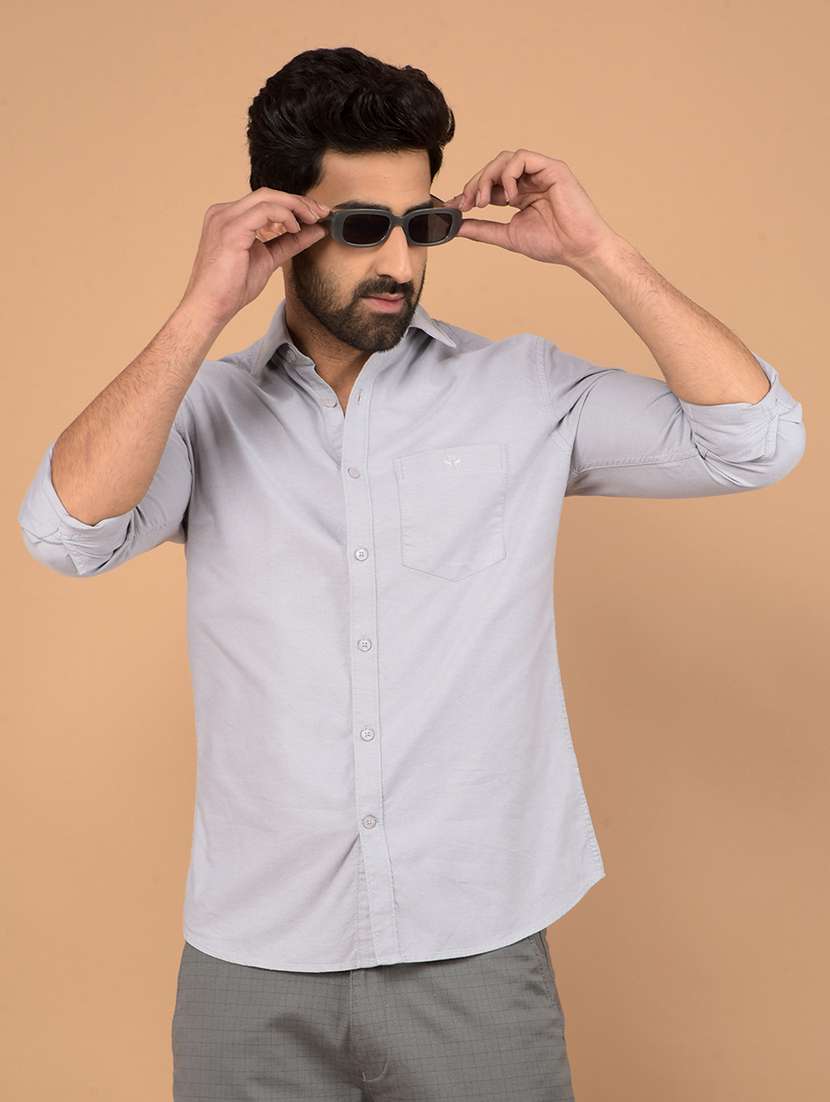 men long sleeves plain casual shirt